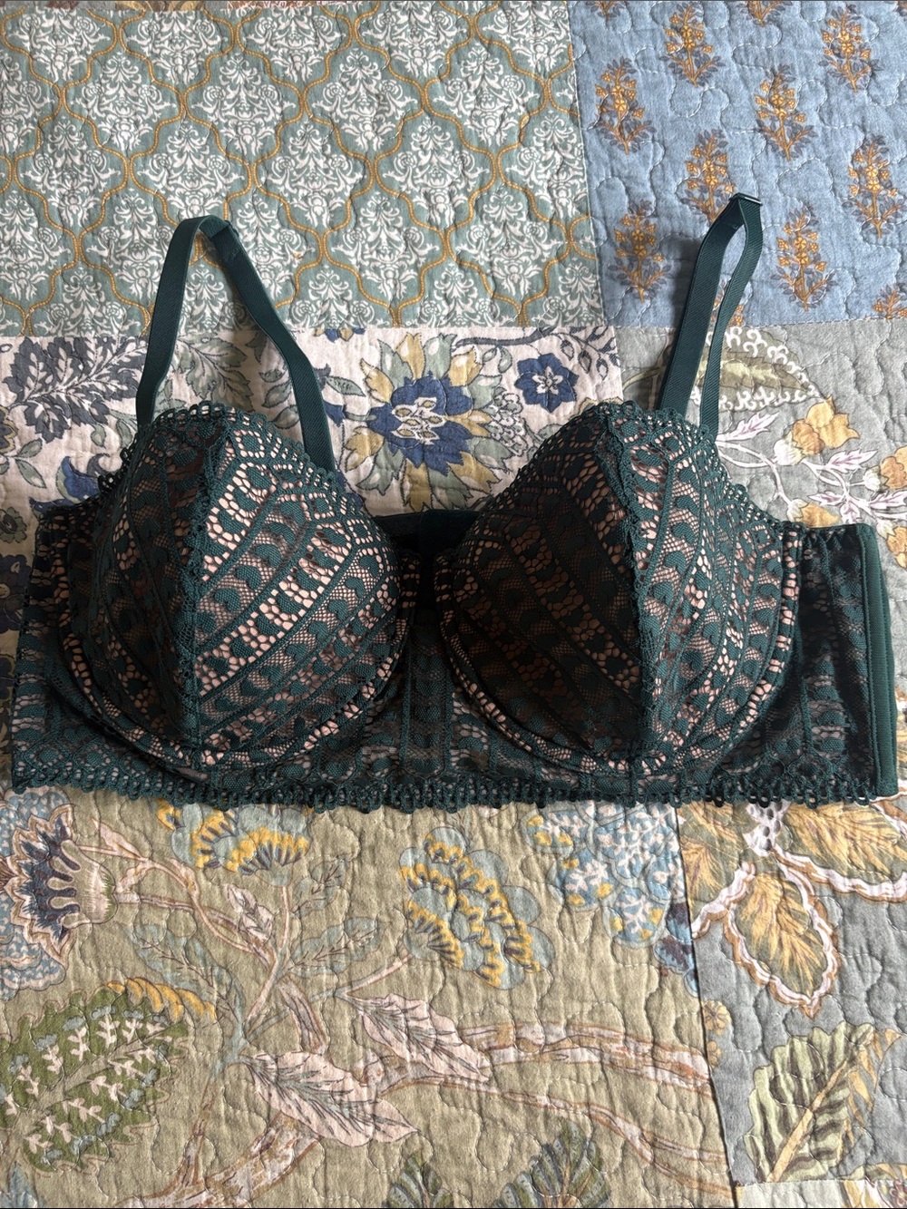 Adore Me Teal Lace Longline Bra